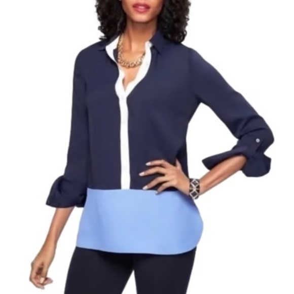Talbots Color Block Button Down Top - Picture 7 of 7